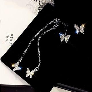 Rhinestone Butterfly Dangle Earring