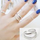 925 Sterling Silver Layered Open Ring White Gold - One Size