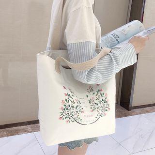 Floral Print Tote Bag White - One Size