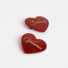 Lettering Acetate Heart Hair Clip Dark Red - One Size