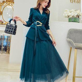 Set : Plain Blazer + Mesh Skirt