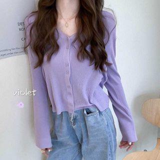 Long-sleeve Button Knit Top / Camisole Top