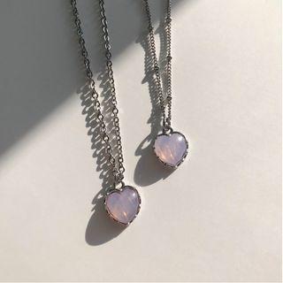 Glass Heart Pendant Necklace Purple Heart - One Size