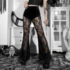 High Waist Lace Bell Bottom Pants