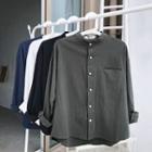 Cotton Linen Stand-collar Long-sleeve Shirt