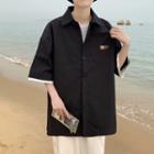 Mock Two Piece Pocket Front Elbow Sleeve Shirt