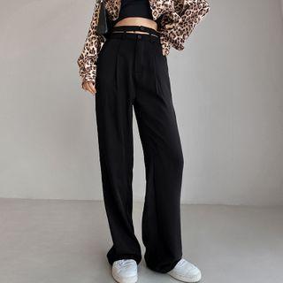 Dual-waistline Wide-leg Dress Pants