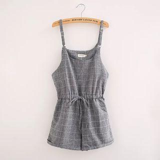 Windowpane Drawstring Playsuit