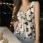 Bow Print Camisole Top Black Bow Print - White - One Size