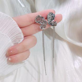 Butterfly Fringed Alloy Earring 1 Pair - Silver - One Size