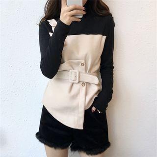 Mock Two-piece Turtleneck Pullover