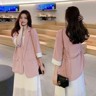 3/4-sleeve Blazer / Strappy Chiffon Dress / Set