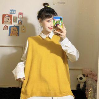 Knit Vest / Chiffon Shirt