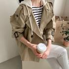 Belted Hooded Double-breasted Trench Jacket