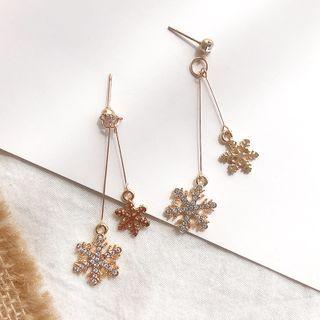Rhinestone Snowflake Drop Earring 1 Pair - Am0643 - As Shown In Figure - One Size