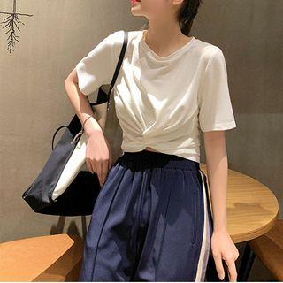 Short-sleeve Twisted Plain T-shirt
