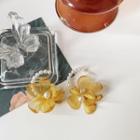 Flower Resin Faux Pearl Dangle Earring 1 Pair - 1592 - Yellow & White - One Size
