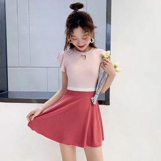 Cap-sleeve A-line Swim Dress