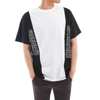 Plus Size Letter-printed Two-tone T-shirt
