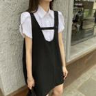Short-sleeve Shirt / Mini A-line Overall Dress