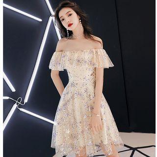 Off-shoulder Mini A-line Cocktail Dress