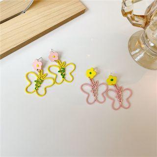 Butterfly Flower Alloy Dangle Earring