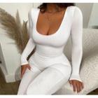 Long-sleeve Scoop-neck Jumpsuit