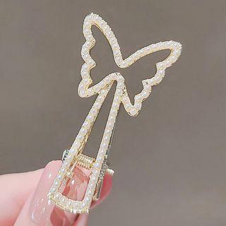 Butterfly Faux Pearl / Rhinestone Hair Clip