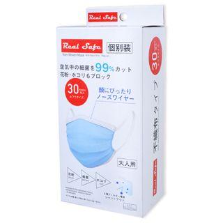 Real Safe Face Masks (1 Box - 30 Pcs) 17.5*9.5 Cm - Blue