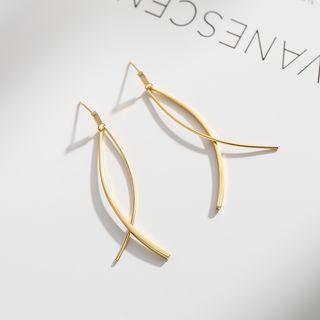925 Sterling Silver Long Curve Earrings As Shown In Figure - One Size
