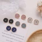 S925 Sterling Silver Embossed Disc Ear Stud