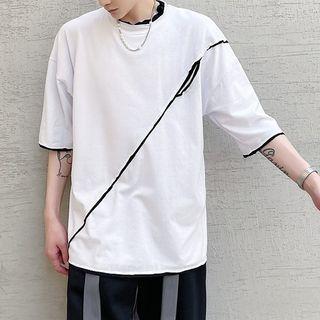 Contrast-trim Short-sleeve Oversized Top