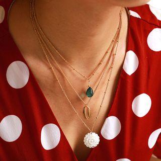 Flower Layered Necklace 8770 - One Size