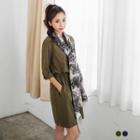 Solid Drawstring 3/4 Sleeve Dress
