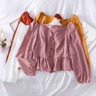 Boatneck Cropped V-neck Shirt