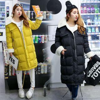 Fleece Lined Plain Long Padded Jacket