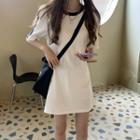 Short-sleeve Striped Trim T-shirt Dress