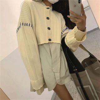Loose-fit Cropped Cardigan / Long-sleeve Loose-fit Shirt