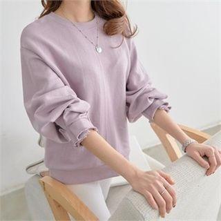 Pintuck Frayed-cuff Sweatshirt