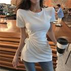 Short-sleeve Drawstring-side Cutout T-shirt