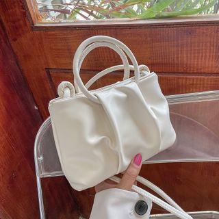 Plain Top Handle Shirred Crossbody Bag