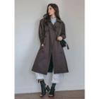 Flap-front Cotton Long Trench Coat