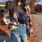 Dip-back Plaid Brushed-fleece Shirt