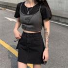Applique Cropped Camisole Top / Short-sleeve Cropped T-shirt