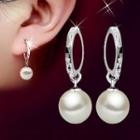 Faux Pearl Sterling Silver Dangle Earring 1 Pair - Pearl Earring - Silver - One Size