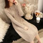 Hooded Long Sleeve Cable-knit Dress