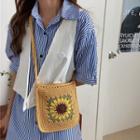 Floral Print Knit Crossbody Bag