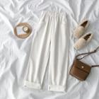 Corduroy Wide-leg Pants Pants - White - One Size