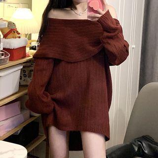 Off Shoulder Sweater Sweater - One Size