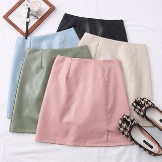 Faux-leather Mini Skirt In 5 Colors